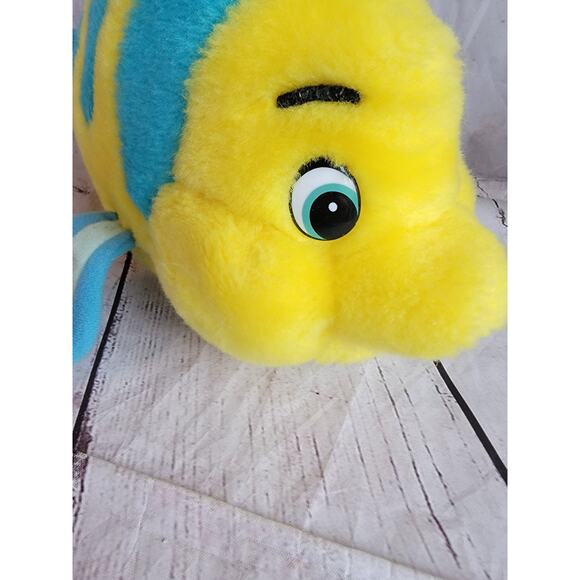 Vintage Disney The Little Mermaid Flounder 11in Stuffed Animal Plush - Picture 3 of 10
